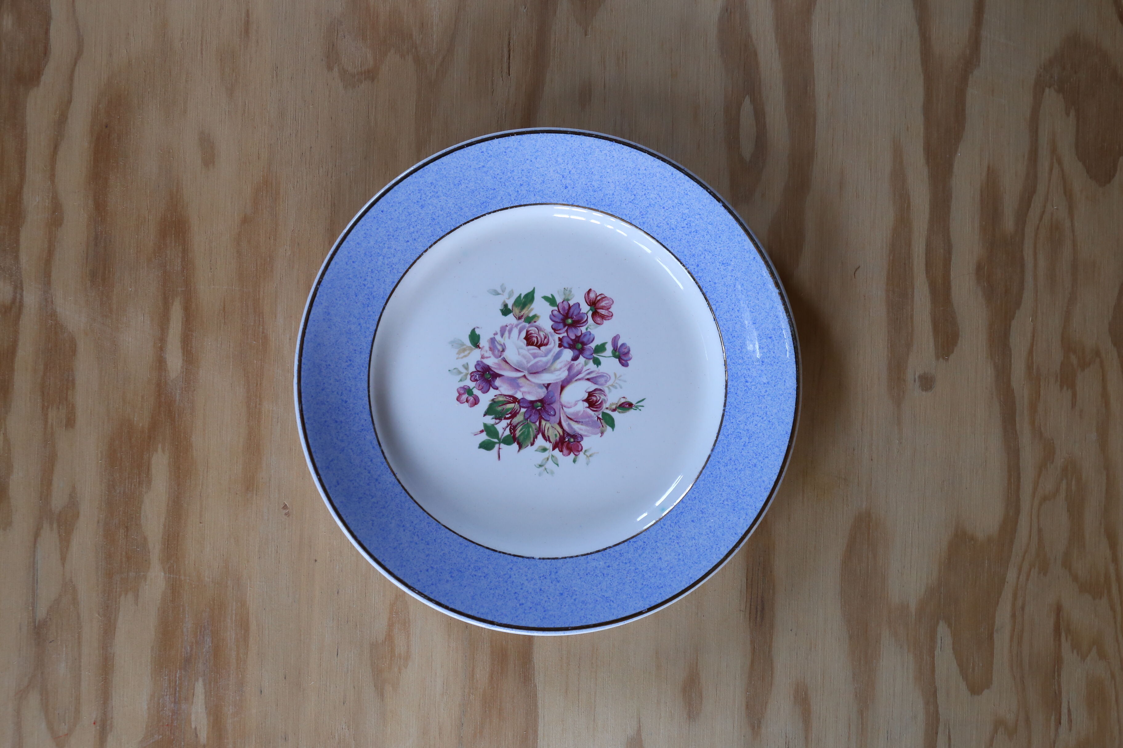6 plates Badonviller blue ledge and floral pattern