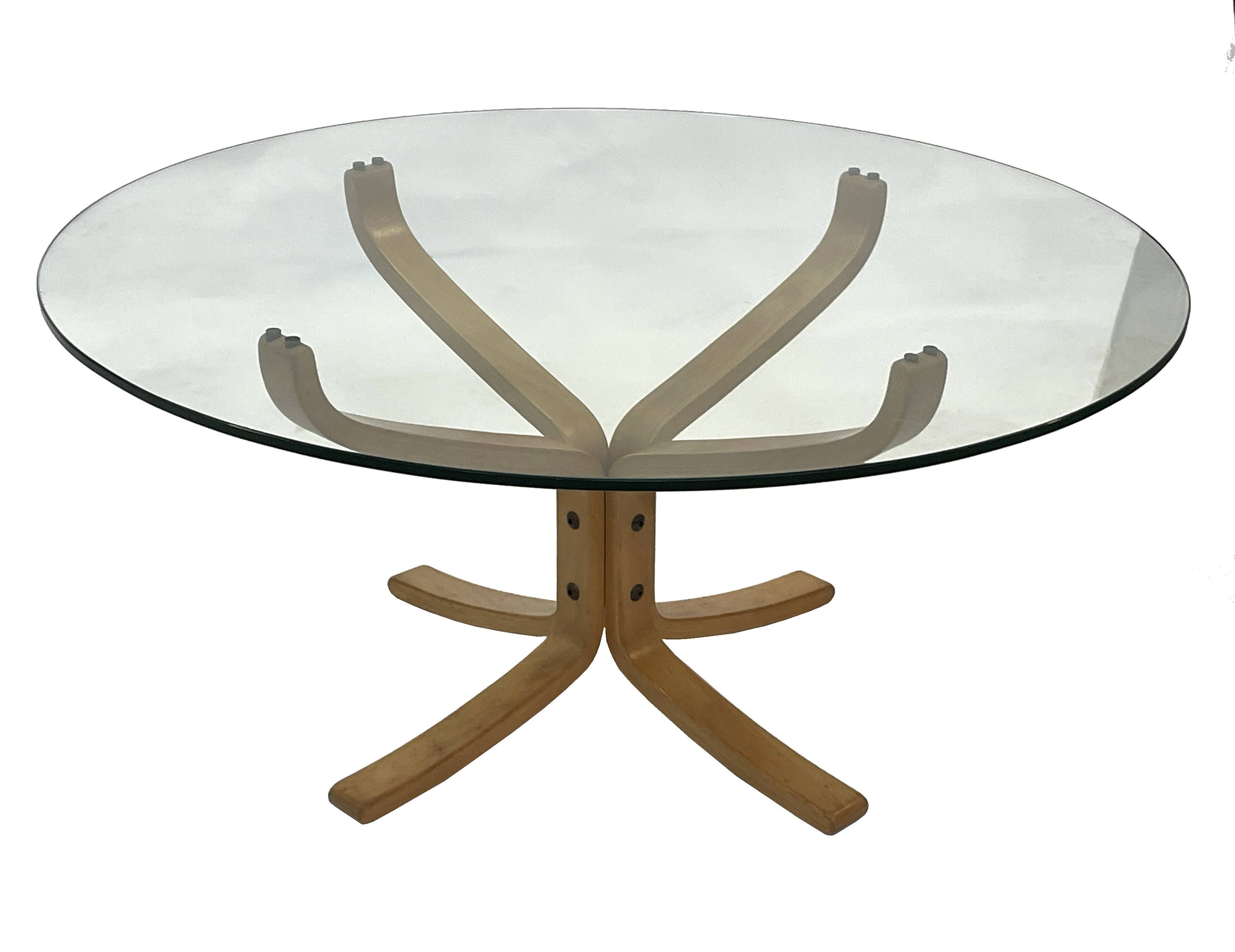 Vintage Hard Glass Falcon Coffee Table by Sigurd Ressell for Vatne Mobler 1990s