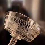 Baccarat, set of 10 engraved crystal champagne glasses from 1900.