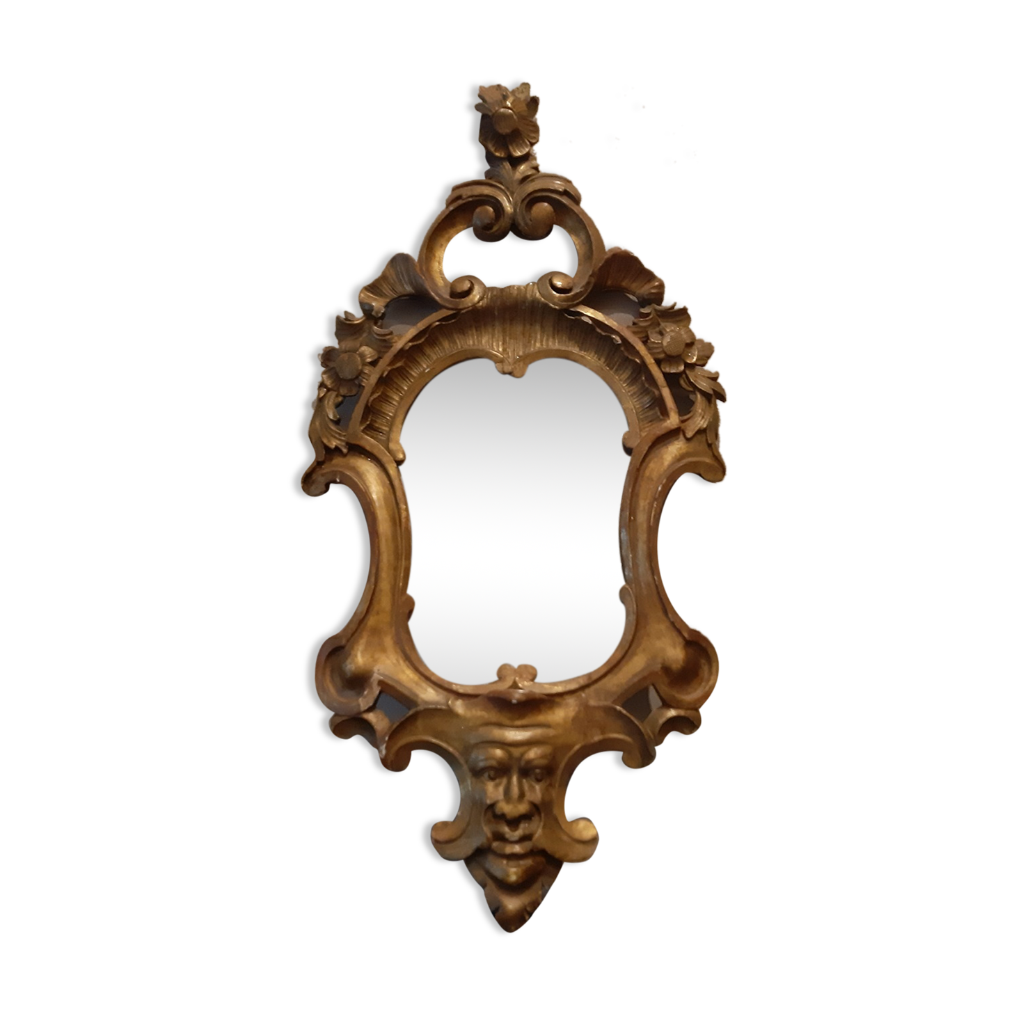 Golden wood mirror 60 x 30 cm