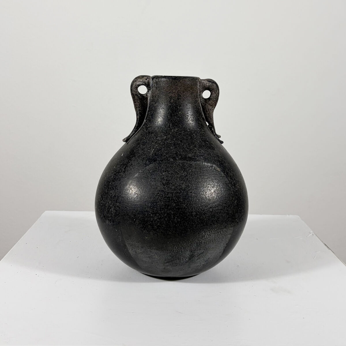 Black Glass Vase by Murano Due
