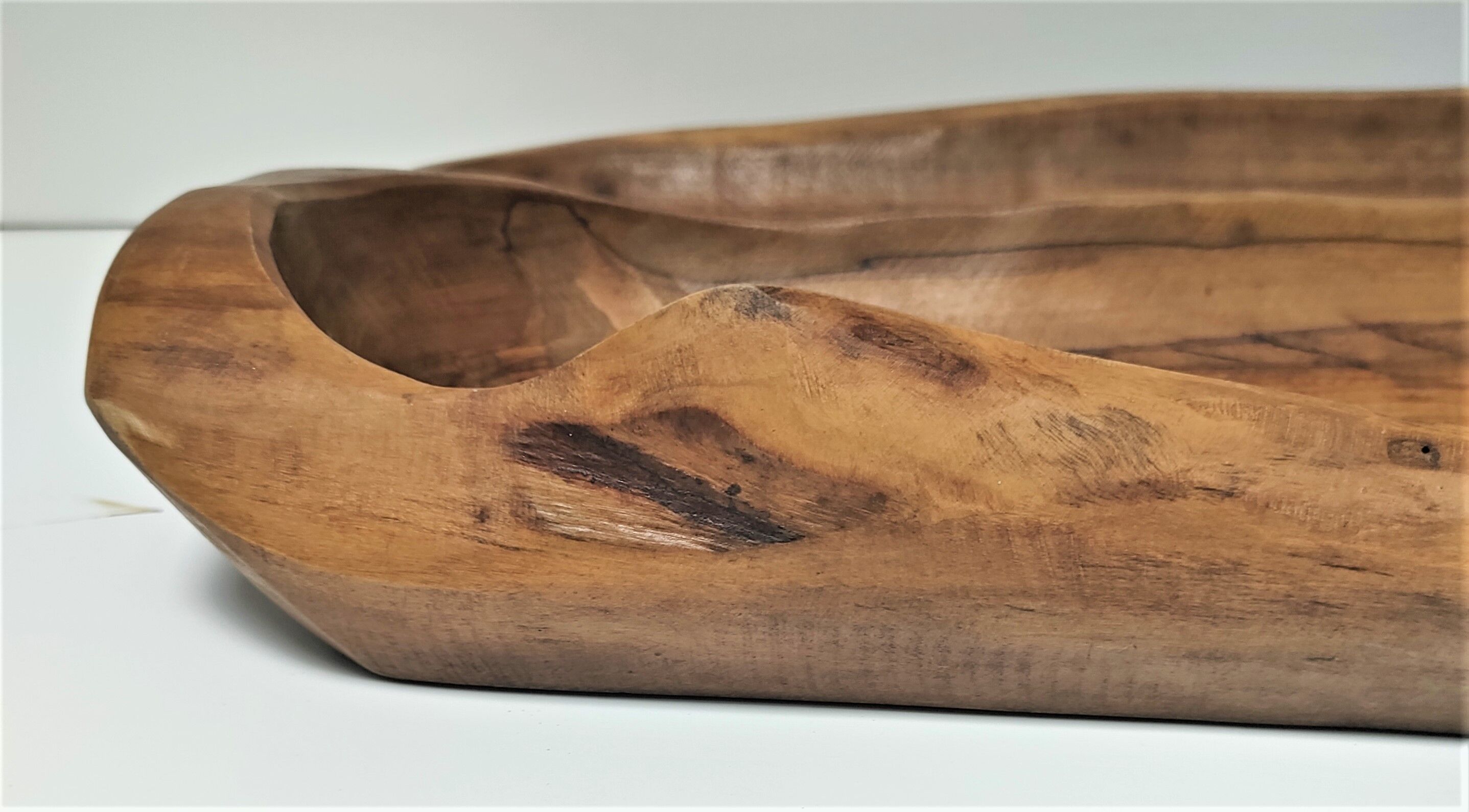 Sculptural cut solid walnut vintage monoxyl