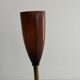 Simple double-headed table lamp in wood and brass, 1960s, Germany.