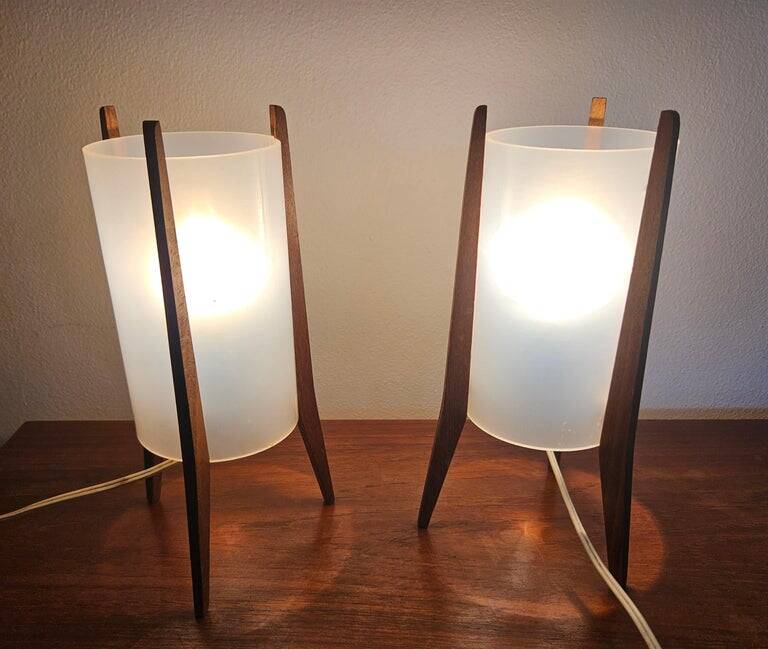 Pair of Mid-Century Table Lamps Pokrok Zilina, Tripod, Rocket, 1970s