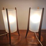 Pair of Mid-Century Table Lamps Pokrok Zilina, Tripod, Rocket, 1970s