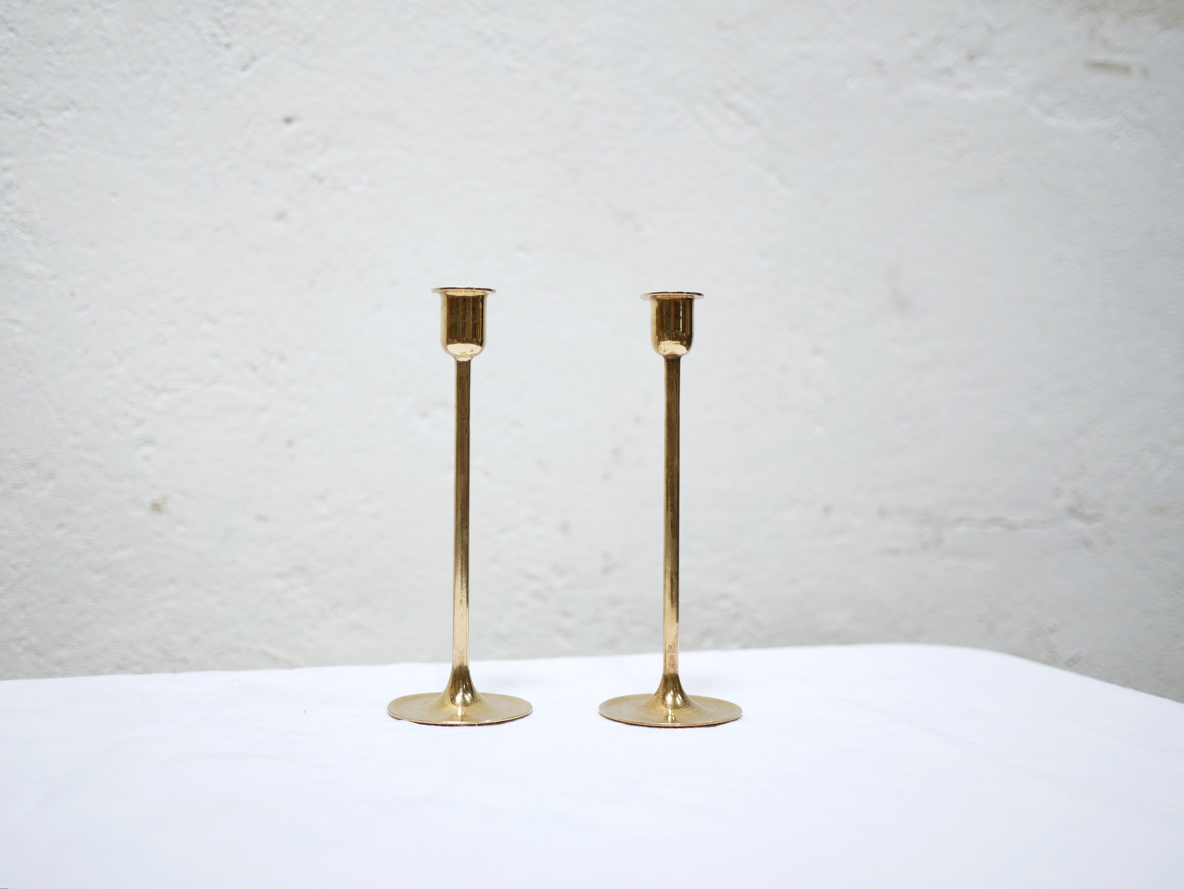 Pair of vintage brass candle holders