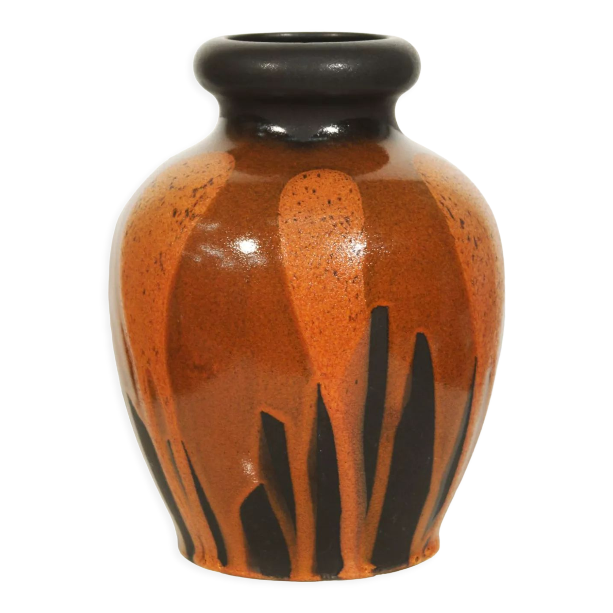Vintage vase Fat Lava black & orange by Steuler, Germany 1960s