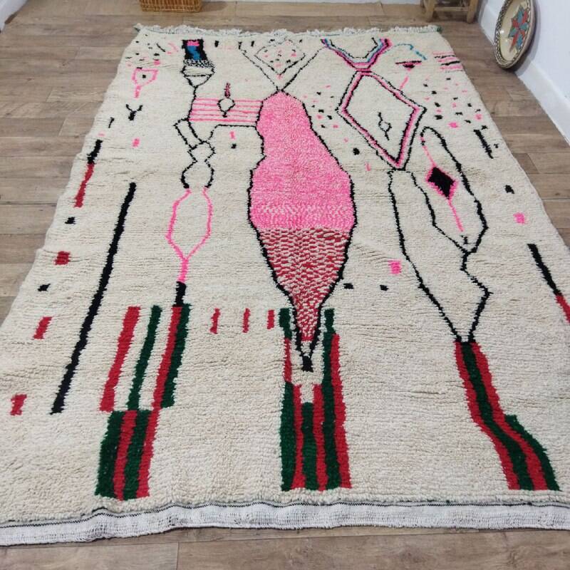 Handmade wool Berber rug 300x195 cm