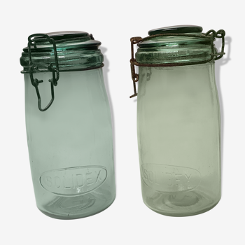 Lot of 2 old Solidex jars 1 l