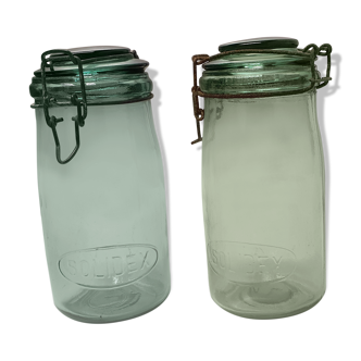 Lot of 2 old Solidex jars 1 l