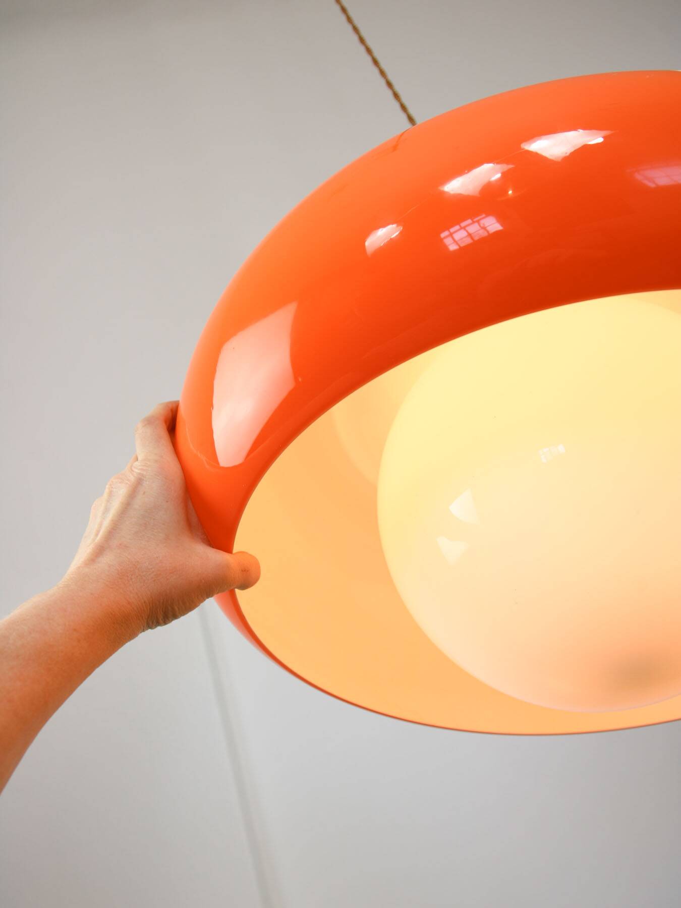 Large Space Age Model Best Pendant from Guzzini in Orange, 1970s