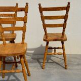 Set of 6 rustic chairs in Vosges pine from the 80s