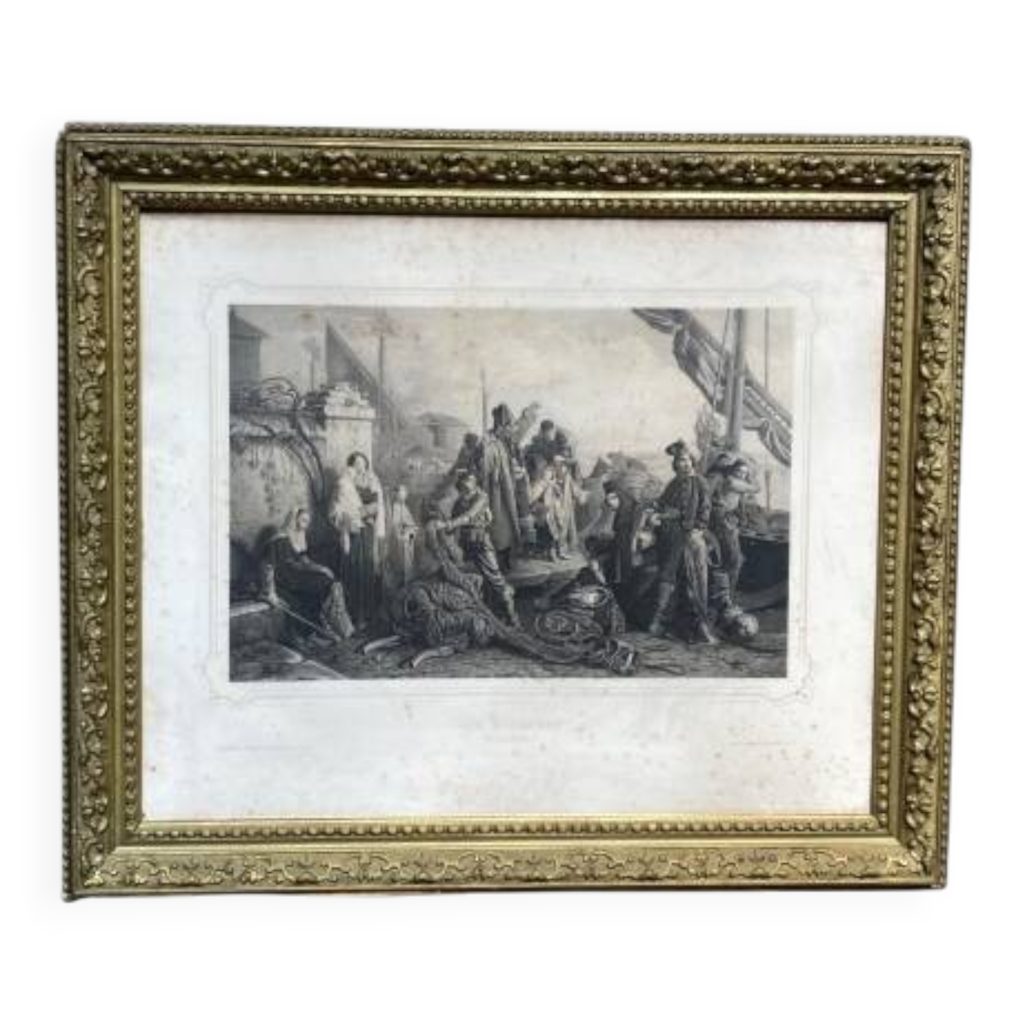 Engraving entitled "Fishermen on the Adriatic" by Léopold Robert by Dur