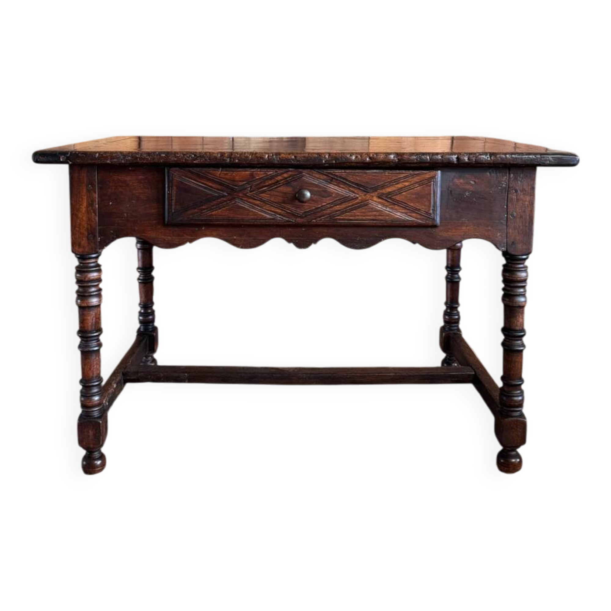 Cévenole table in chestnut wood, 19th-century folk art.