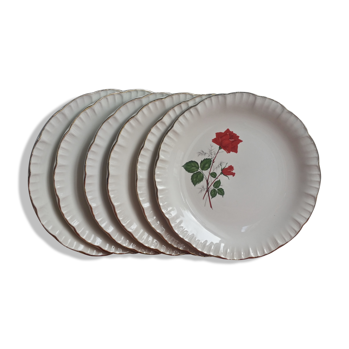 Set of 6 plates flat Digoin and Sarreguemines model Sévigné