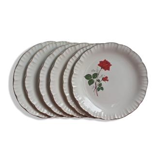 Set of 6 plates flat Digoin and Sarreguemines model Sévigné