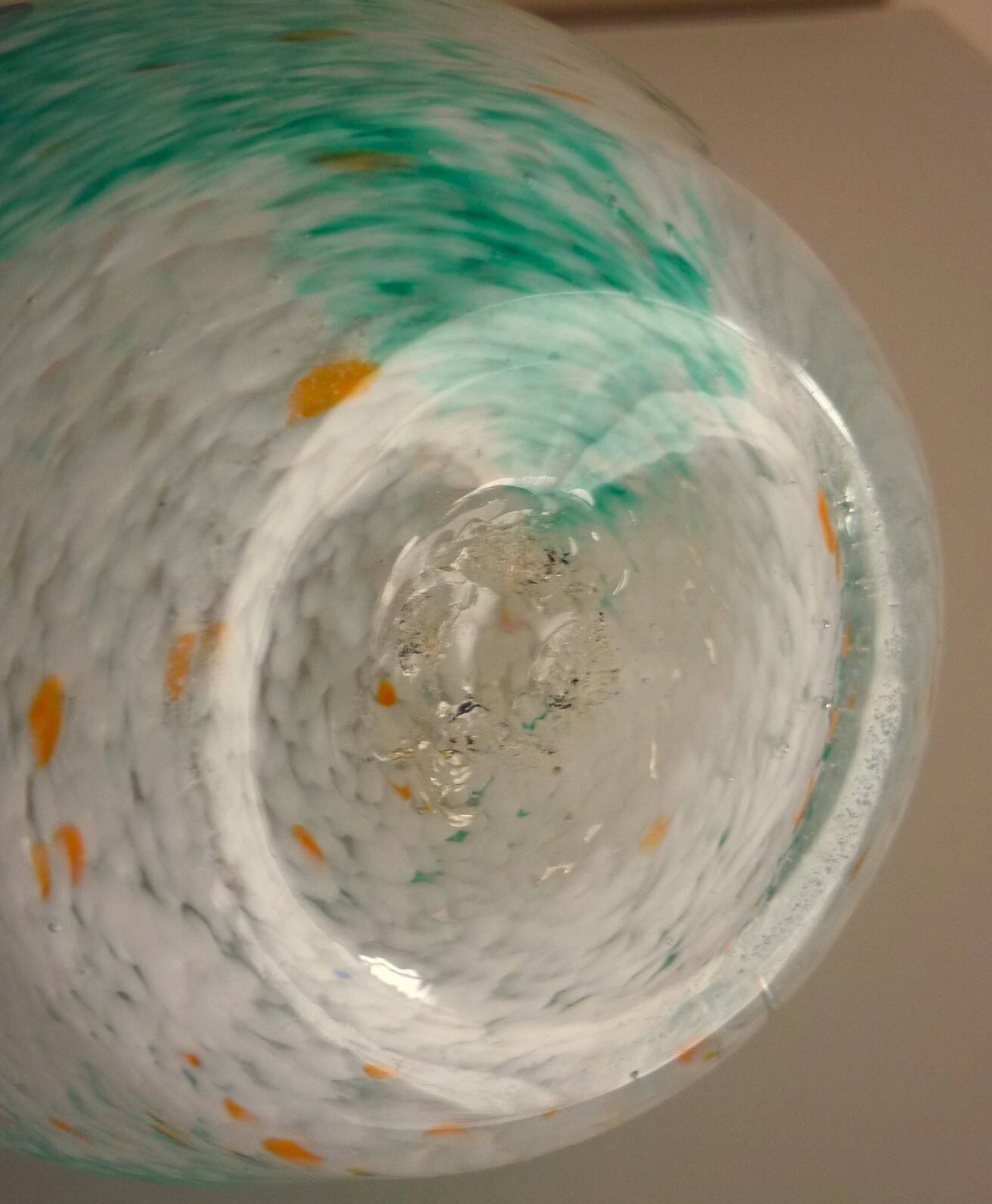 Blown glass empty pocket, thick, free-form, 80s design