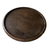 Plateau ou dessous-de-plat Mid-Century en bois tourné - D 24 cm