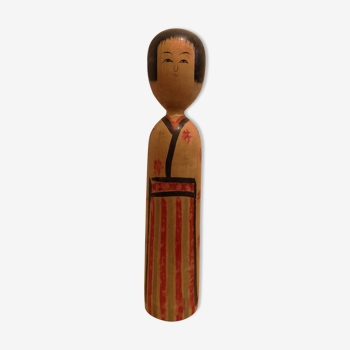 Poupée Kokeshi peinte à la main japonaise des années 1950