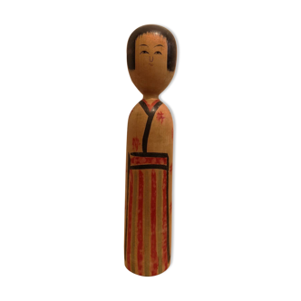 Poupée Kokeshi peinte à la main japonaise des années 1950
