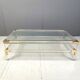 Vintage lucite and brass sliding top coffee table, 1970s