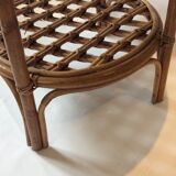 Coffee table in rattan and vintage wicker