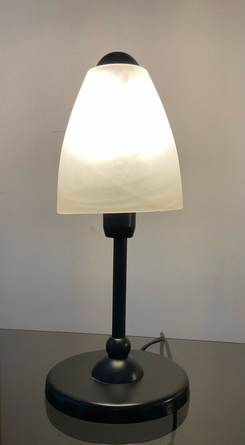 Vintage lamp from the 80s in black metal and glass paste