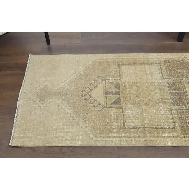 1970s Vintage Turkish Hand-Knotted Wool Cotton Orange Runner Rug 75x322