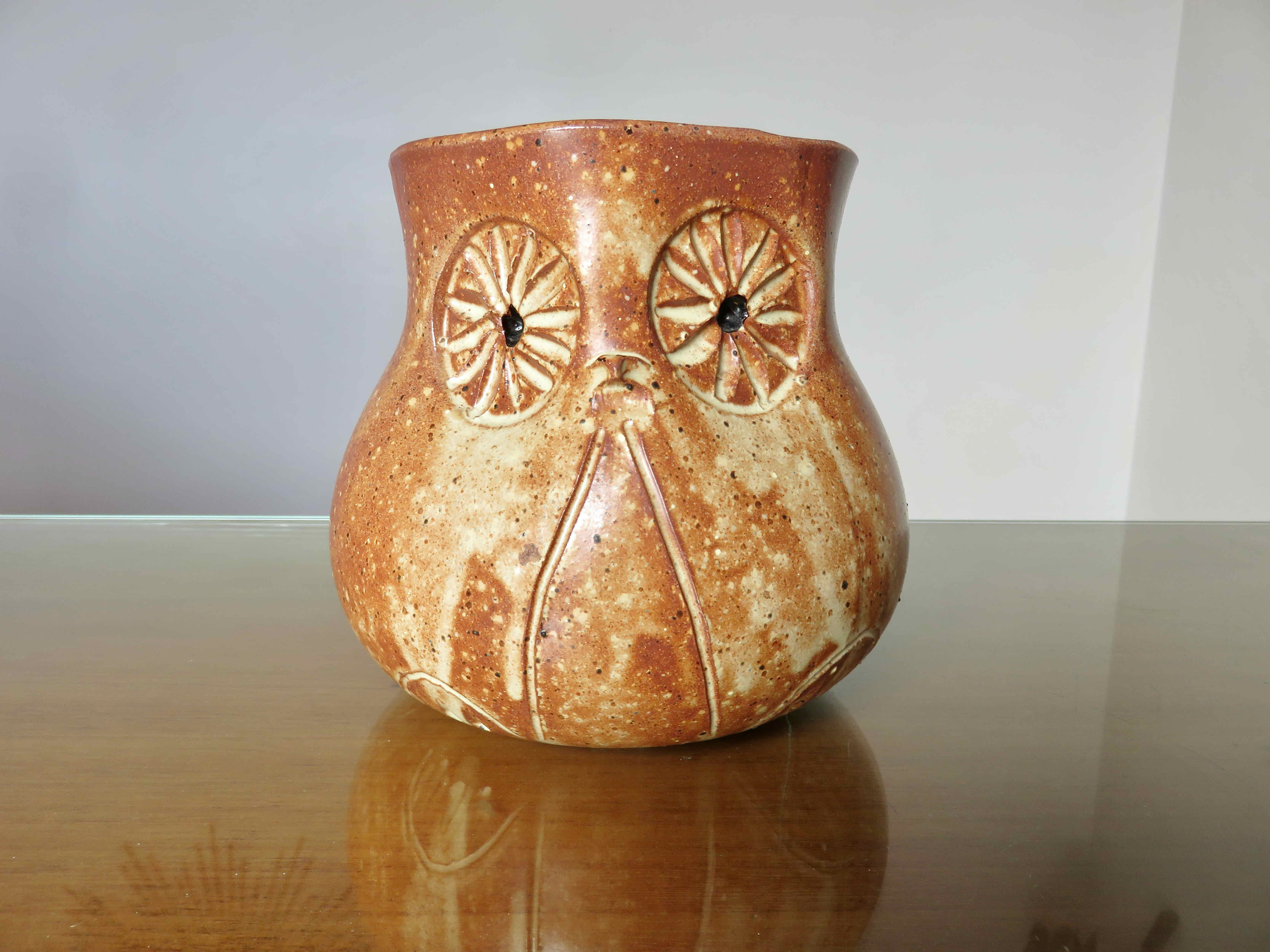 “hibou” stoneware pot cover from the 50s and 60s