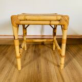 Set of two pull-out tables in rattan and wicker