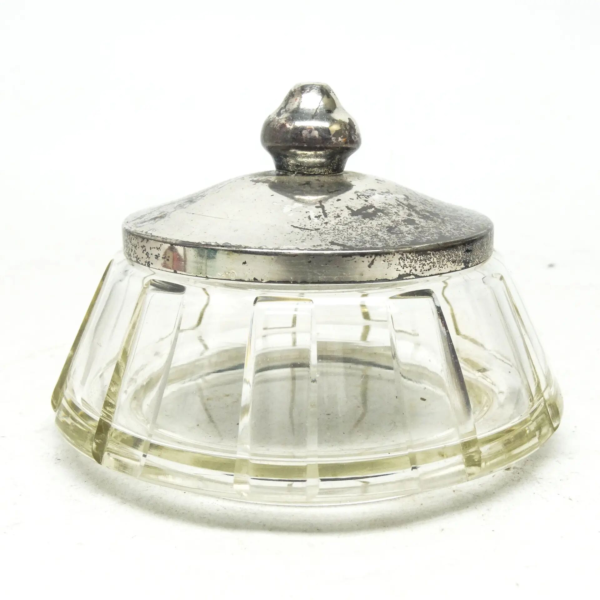 Art Deco bonbonniere, crystal, silver-plated brass, Sweden, 1930s