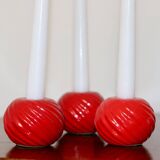 Trio of ceramic candleholders