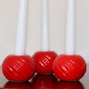 Trio of ceramic candleholders