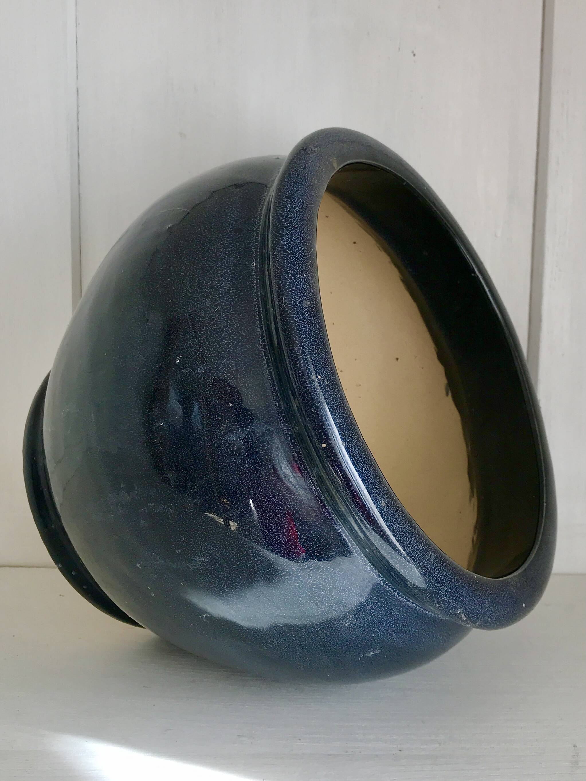 Cache-pot en céramique bleu nuit
