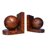 Art Deco pair of bookends in thuya burl.