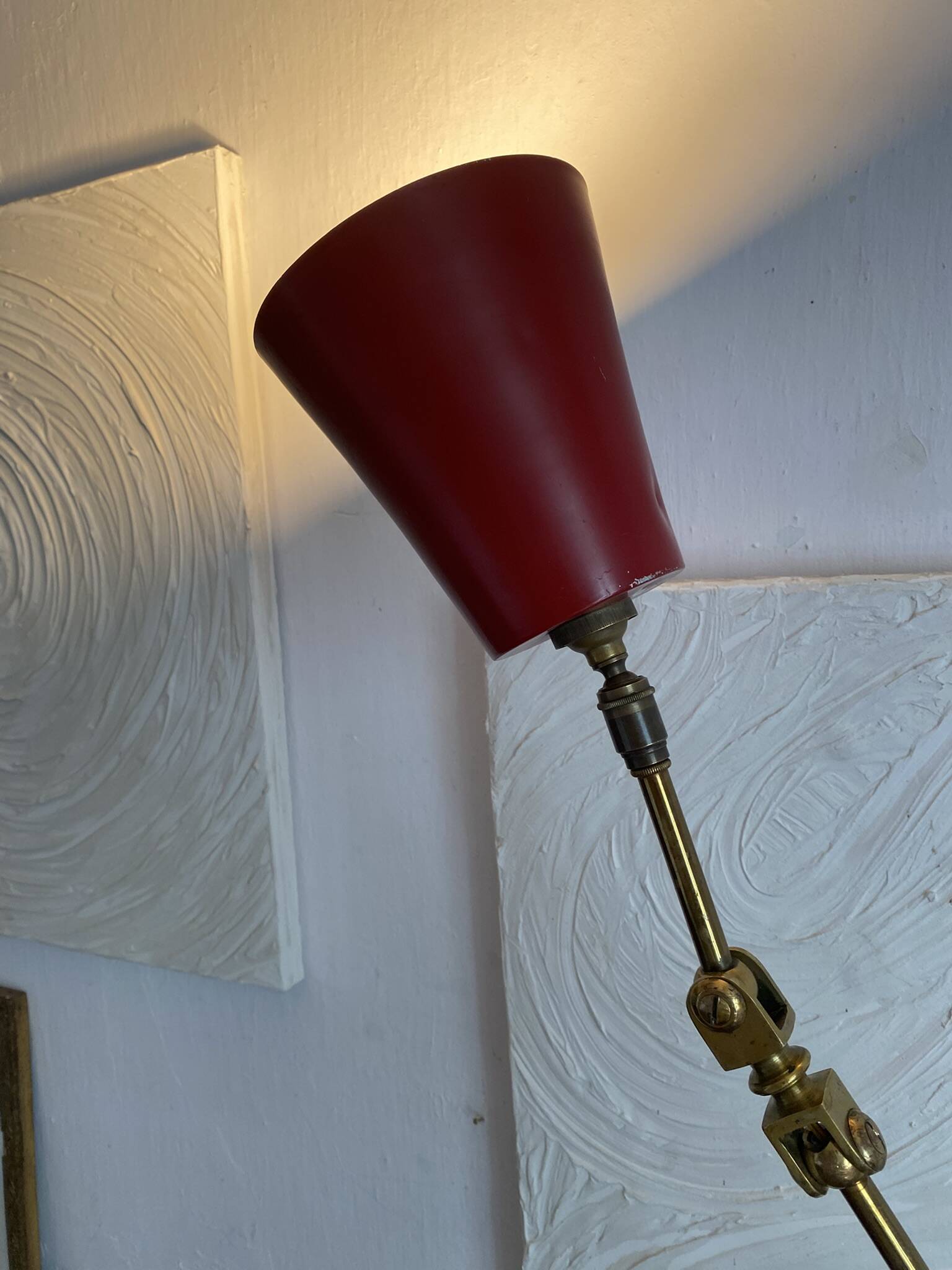 Lampe d'atelier 3 bras, en laiton ,design indus années 50-60
