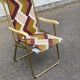 Chaise longue fauteuil pliable Lafuma tissu et acier doré 1970