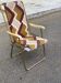 Chaise longue fauteuil pliable Lafuma tissu et acier doré 1970