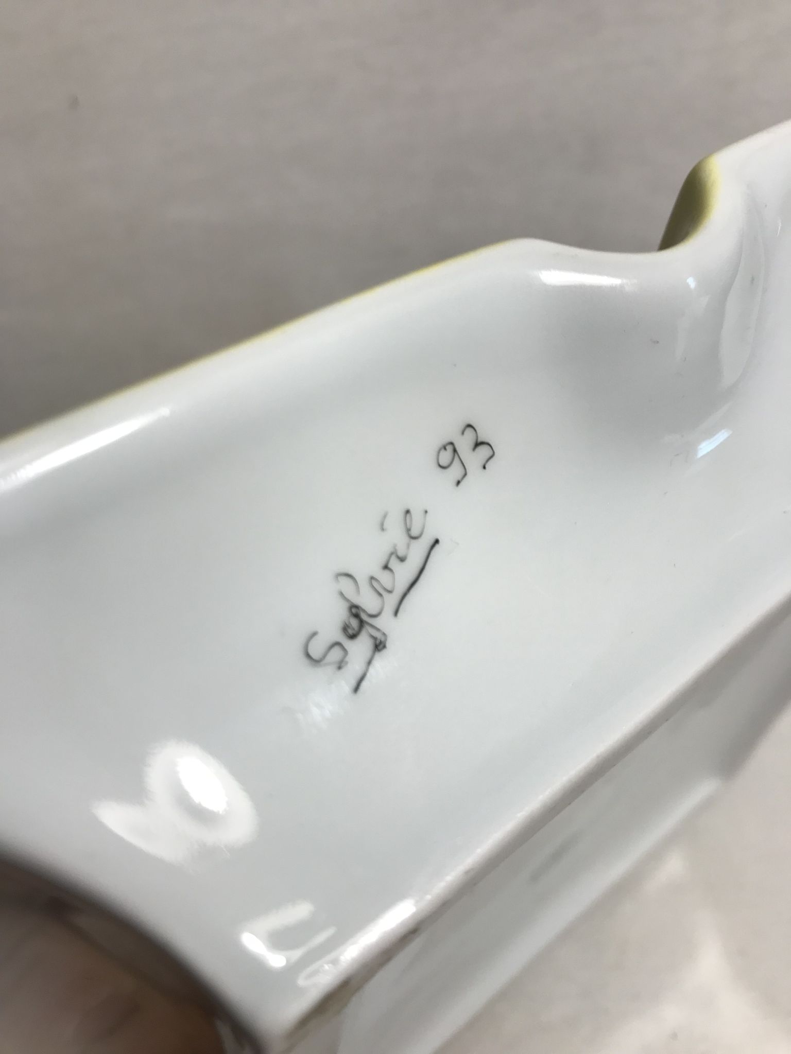 Old porcelain limoges stamp, signature sylvie 93 vintage ashtray