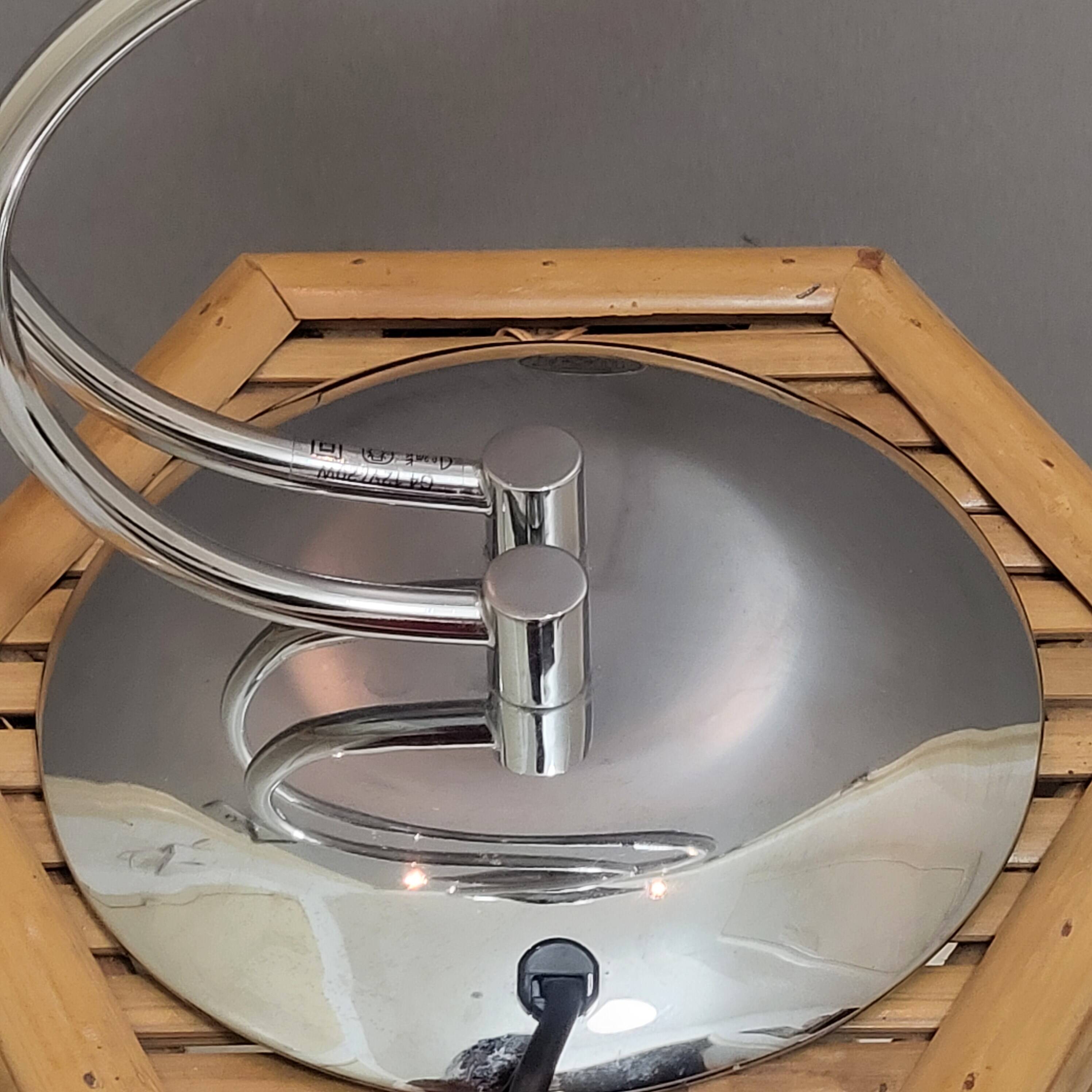 Sculptural design table lamp in chrome metal, Wofi Leuchten, Germany.