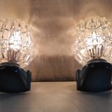 Blue glass and plastic wall lights - 1970s