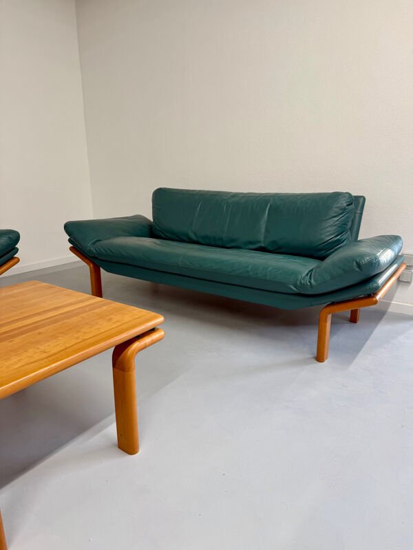 Salon complet canapé cuir teck design scandinave Komfort Danish