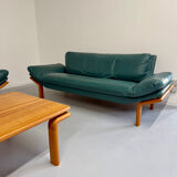 Salon complet canapé cuir teck design scandinave Komfort Danish