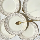 Villeroy & Boch dessert service in white porcelain golden flowers