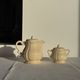 Cream teapot and its sugar bowl Sarreguemines France
