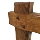 Miroir mural brutaliste en chêne massif Belgique années 1970 60x70cm