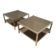 Pair of large side tables in chrome and bronze mirrors