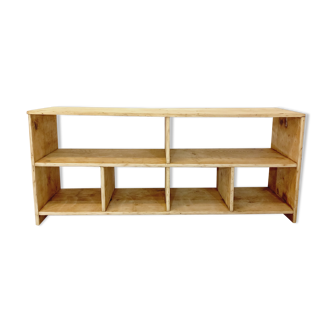 Bookcase vintage low shelf in light wood