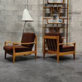 Pair of Czechoslovakian armchairs 1980 corduroy
