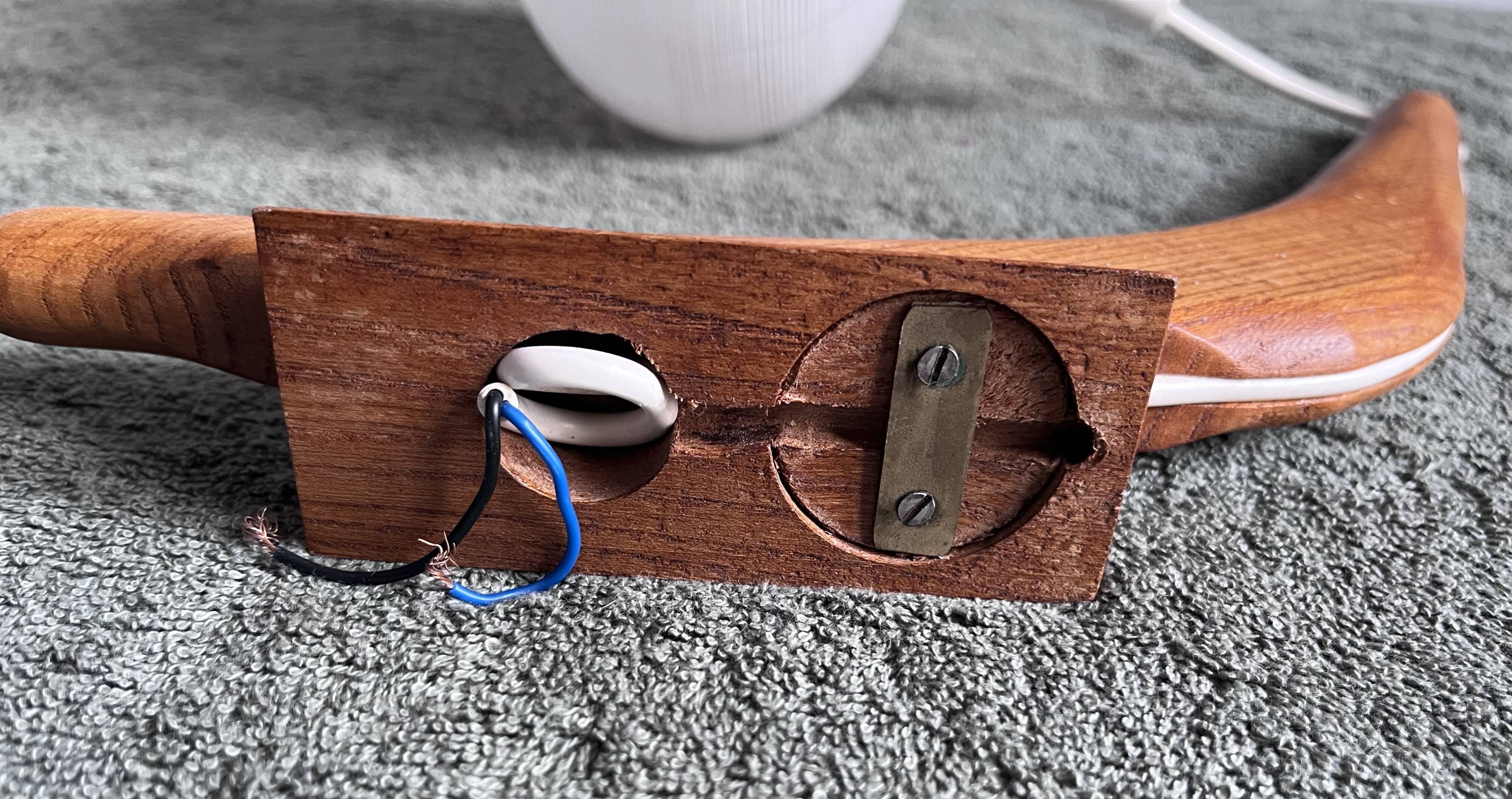Scandinavian teak opaline wall light